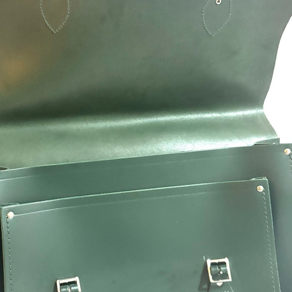The Cambridge satchel unisex messenger briefcase Classic Green Leather bag - Picture 4 of 7